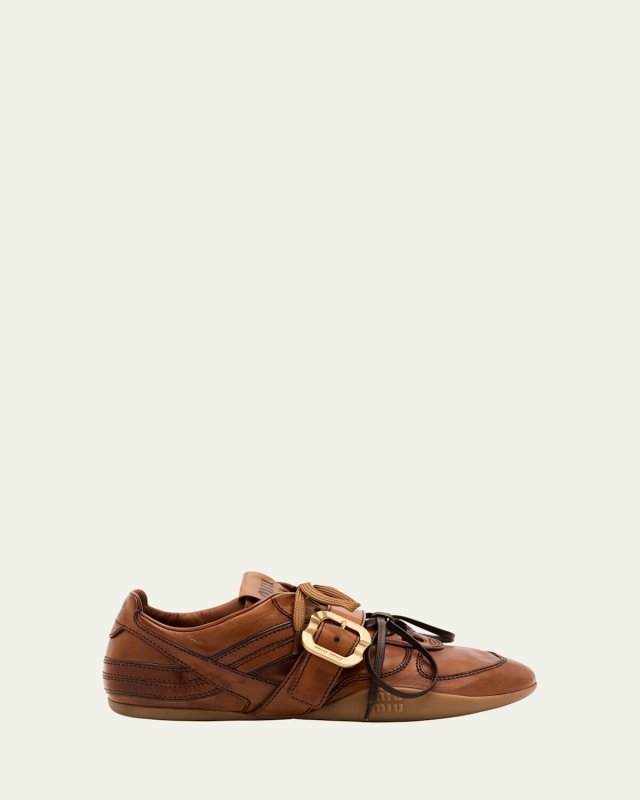 Allacciate Leather Buckle Low-Top Sneakers